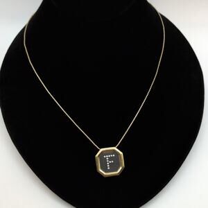 VTG Avon Rhinestone Monogram Initial F Silde Pendant Gold Tone Necklace 18.25in